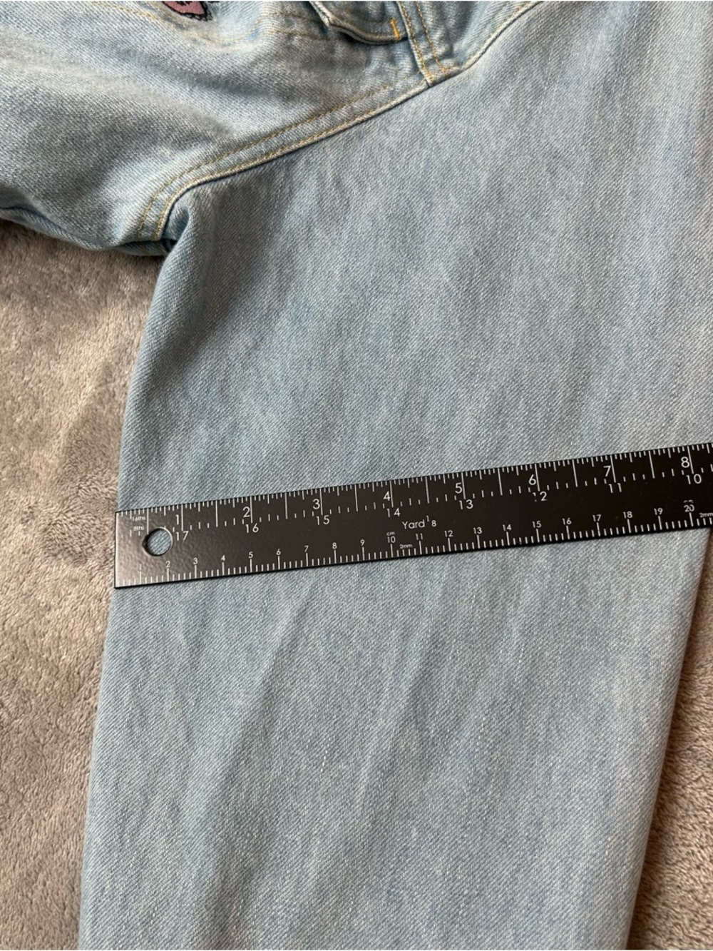 Ink Tee Jean Jacket Custom Embroidered Patchwork Color Blue Denim Women’s Size 4 - Picture 16 of 16